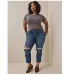 TORRID Straight Classic Denim High-Rise Studded Hem Jean Size 16R